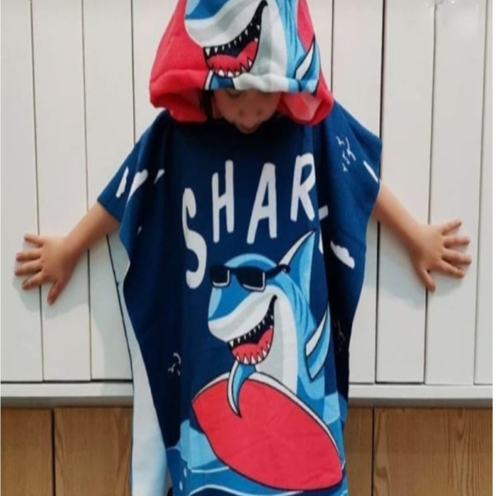 Diamondstar Kapüşonlu Çocuk Pancosu %100 Pamuk Shark Baskılı