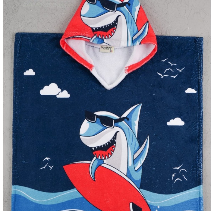 Diamondstar Kapüşonlu Çocuk Pancosu %100 Pamuk Shark Baskılı