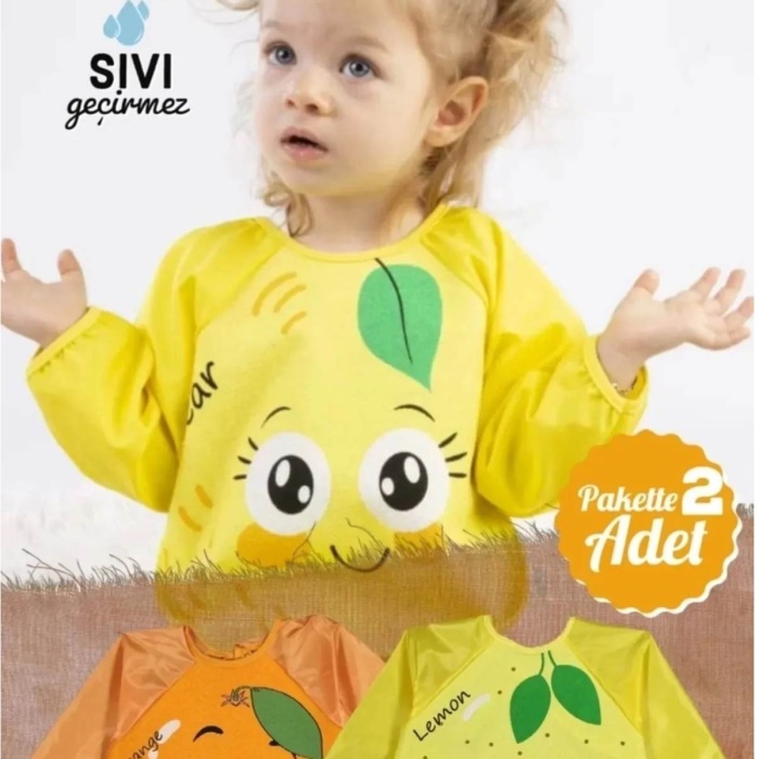 diamondstar Mevye Desenli Giyilebilen Bebek  Mama Önlüğü 6-24 Ay