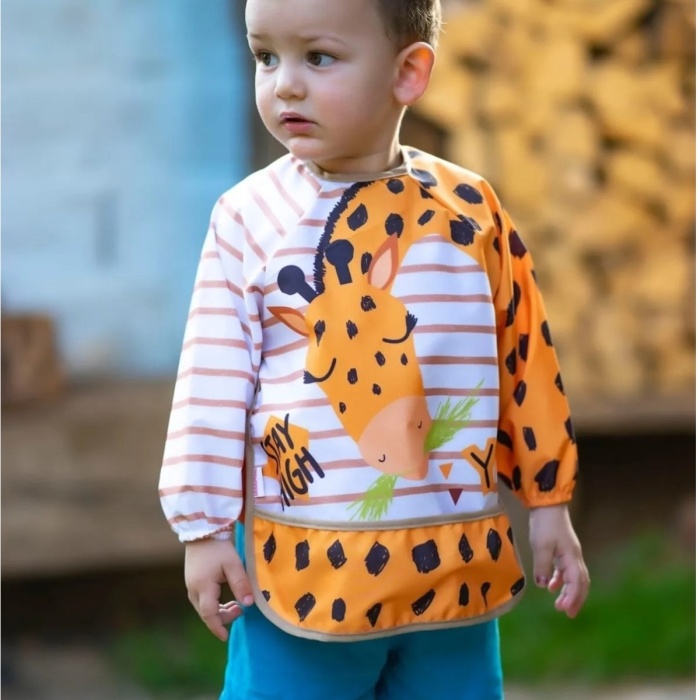 diamondstar  Zürafa Desenli Uzun Kollu Unisex Bebek Mama Önlüğü  0-2 yaş
