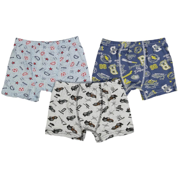 Iç Giyim Likralı Erkek Çocuk Pamuk Boxer Külot 3 Lı Paket