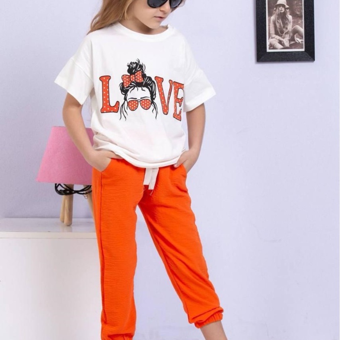 Kız Çocuk  Barbie   Baskılı Bisiklet Yaka 7/14 yaş Garson Boy Eşofman Takımı