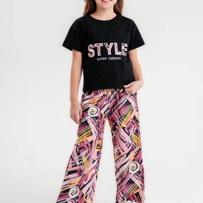 Kız Çocuk Style Baskılı Bisiklet Yaka 5/12 yaş Takımı