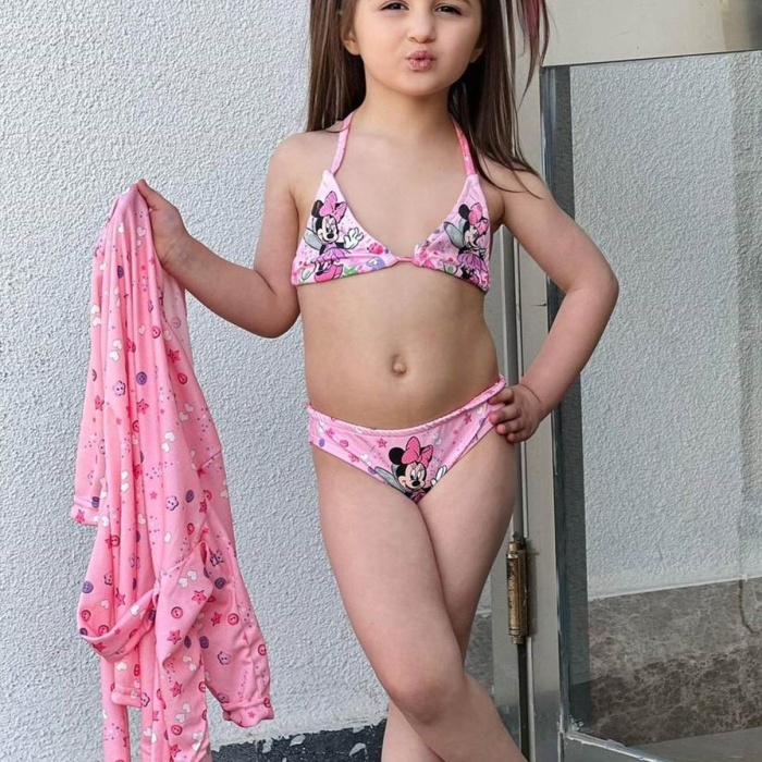 Kız Çocuk  Pareolu 3 Lü 3/12 Yaş Bikinili Takım