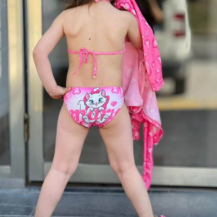 Kız Çocuk  Pareolu 3 Lü 3/12 Yaş Bikinili Takım