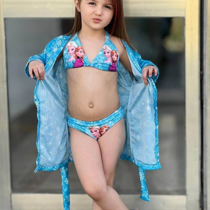 Kız Çocuk  Pareolu 3 Lü Bikinili Takım