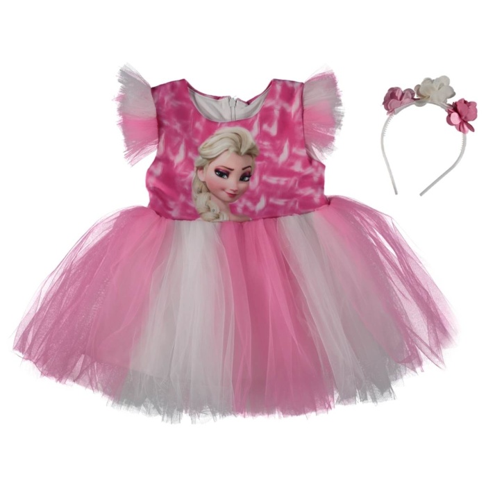 Elsa Baskılı  Kız Elbise 1/4 yaş