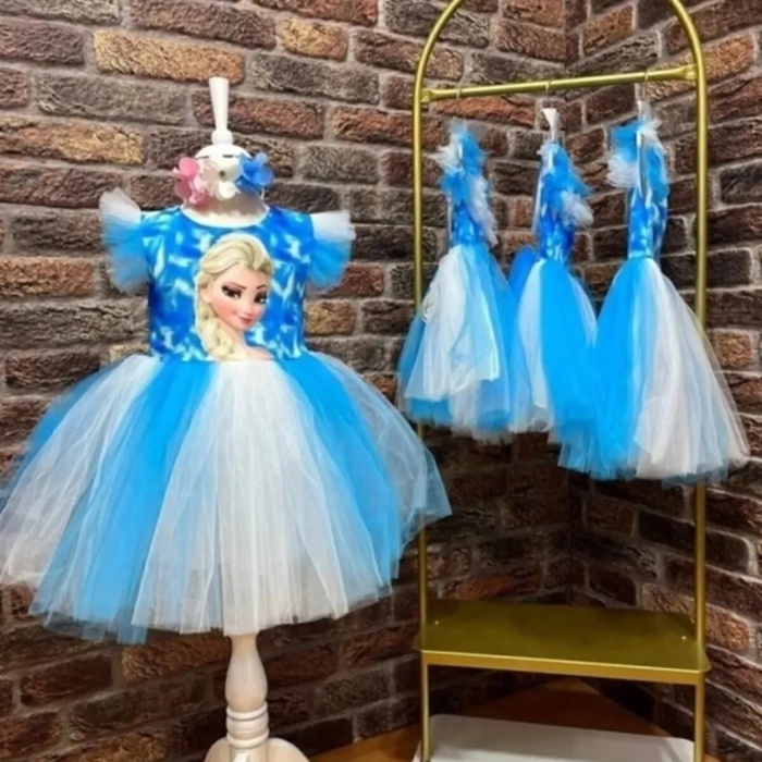Elsa Baskılı  Kız Elbise 2/9 yaş