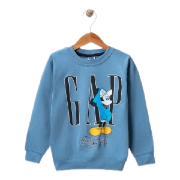 Erkek Çocuk Bisiklet Yaka Karekter Baskılı Sweatshirt
