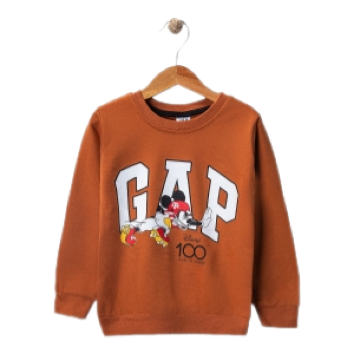 Erkek Çocuk Bisiklet Yaka Baskılı Sweatshirt