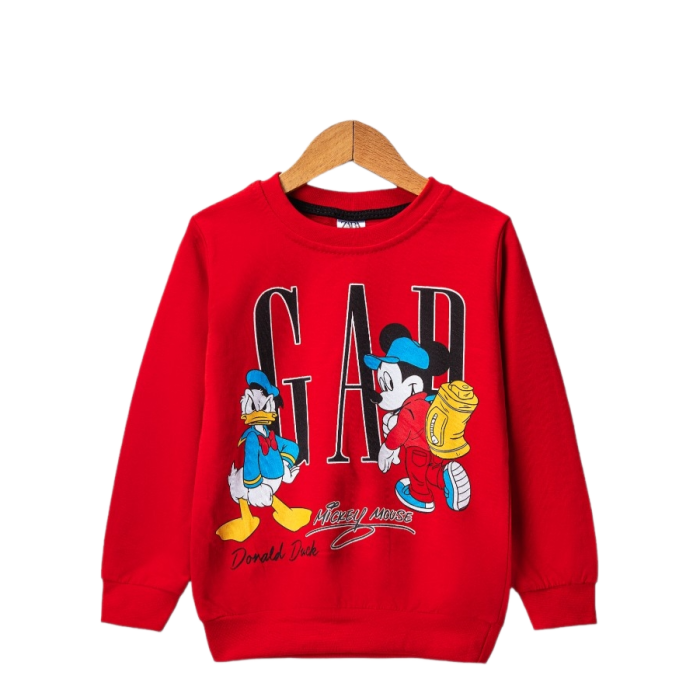 Erkek Çocuk Bisiklet Yaka Karekter Baskılı Sweatshirt