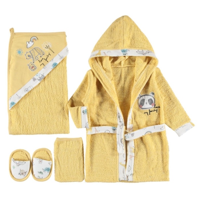 My Family Nakışlı Erkek Bebek Bornoz Set 12 Ay
