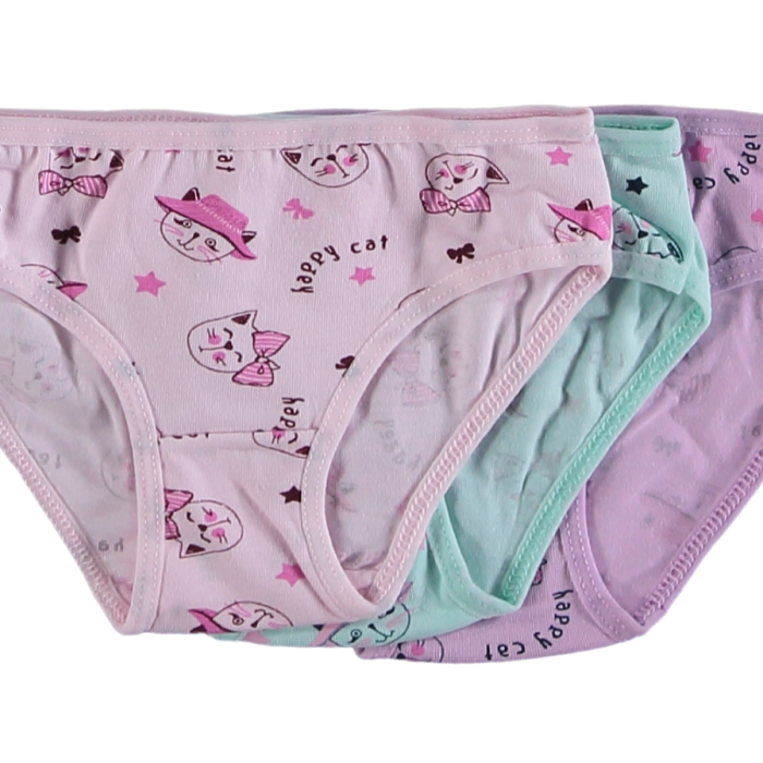 KIZ 2-13 YAŞ KEDİ DESENLİ SLİP KÜLOT