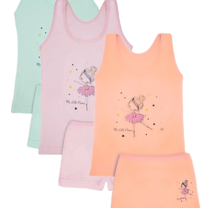 DİAMONDSTAR KIZ 3/12 YAŞ KARIŞIK DESENLİ ATLET VE BOXER SET