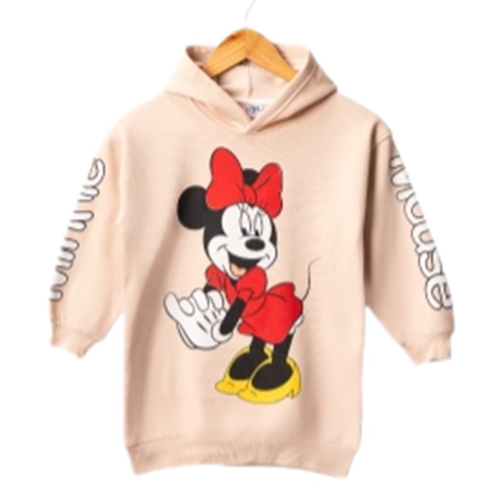 Kız Çocuk Kapşonlu Mini Mouse Tunik  Sweatshirt 4/8 Yaş