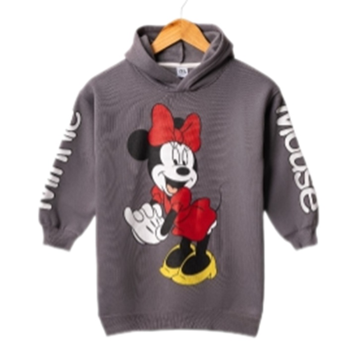 Kız Çocuk Kapşonlu Mini Mouse Tunik  Sweatshirt 4/8 Yaş