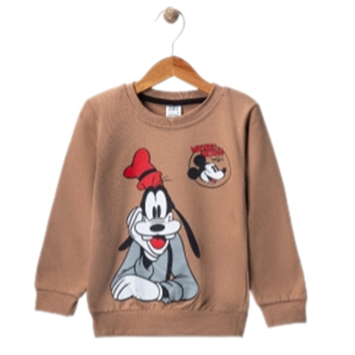 Erkek Çocuk Bisiklet Yaka Karekter Baskılı Sweatshirt
