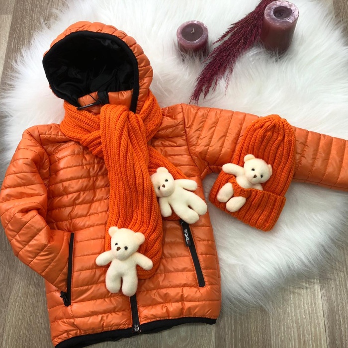 Unisex Çocuk Su Ve Rüzgar Geçirmez Bere Atkılı Mont