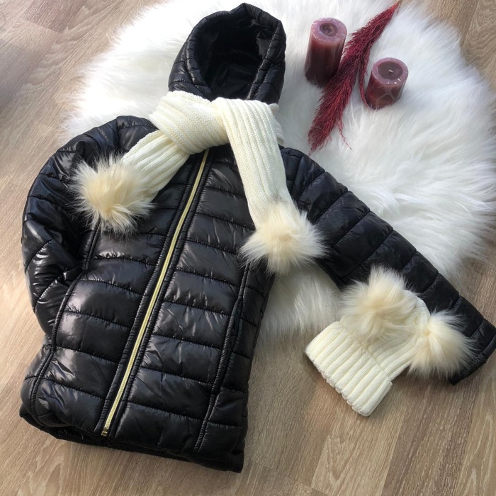 Kız Çocuk Su Ve Rüzgar Geçirmez Bere Atkılı Mont 6/10 Yaş