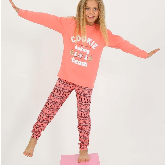 Kız Çocuk Uzun Kollu %100 Pamuklu Pijama Takımı 2/5 Yaş