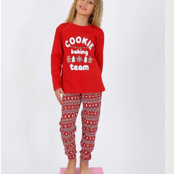 Kız Çocuk Uzun Kollu %100 Pamuklu Pijama Takımı 6/9 Yaş