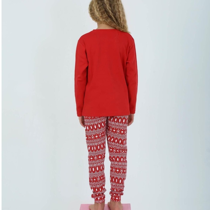 Kız Çocuk Uzun Kollu %100 Pamuklu Pijama Takımı 6/9 Yaş