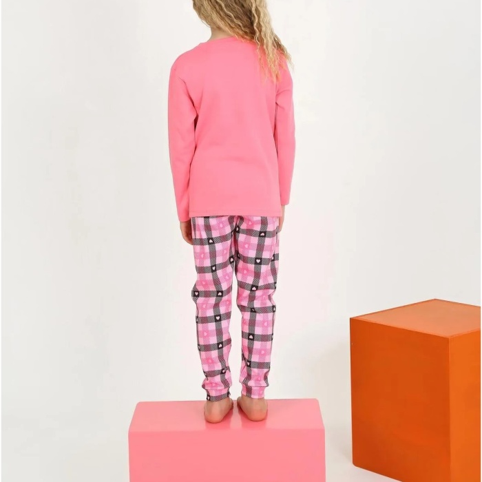 Kız Çocuk Uzun Kollu %100 Pamuklu Düğmeli Pijama Takımı 2/5 Yaş