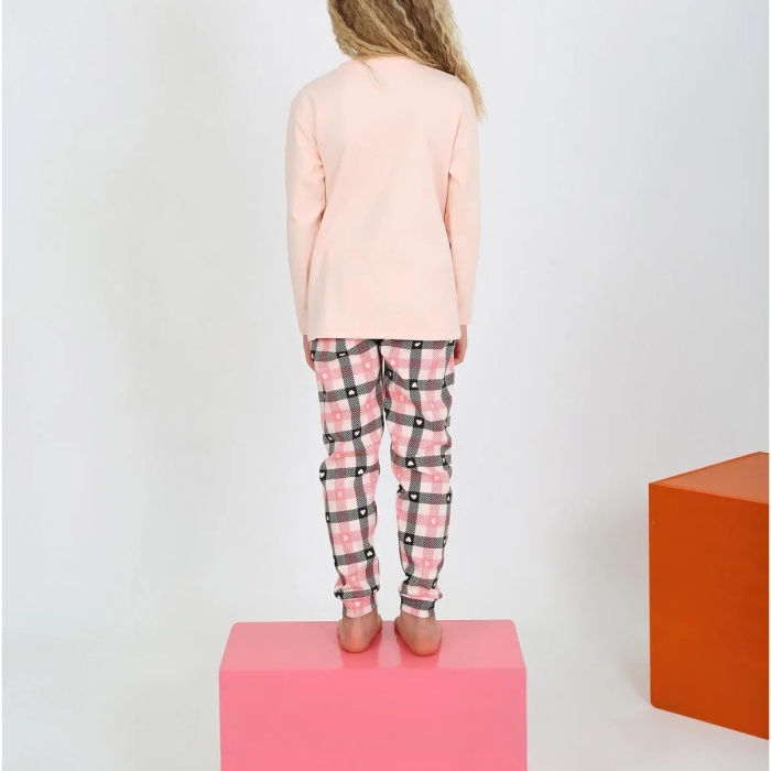 Kız Çocuk Uzun Kollu %100 Pamuklu Düğmeli Pijama Takımı 2/5 Yaş
