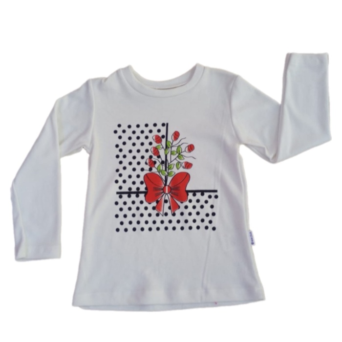 Kız Çocuk Bisiklet Yaka Çiçek Baskılı Sweatshirt