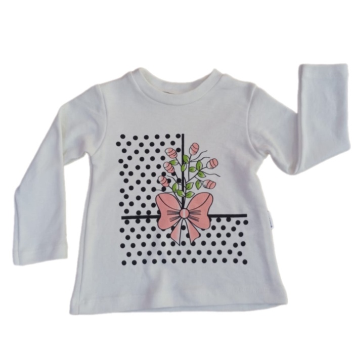 Kız Çocuk Bisiklet Yaka Çiçek Baskılı Sweatshirt