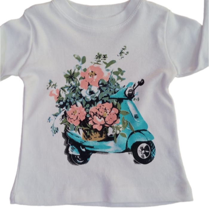 Kız Çocuk Bisiklet Yaka Çiçek Baskılı Sweatshirt