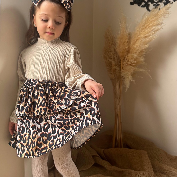 Triko Leopar Etekli Bandanalı 3’LüTakım 2/8 Yaş