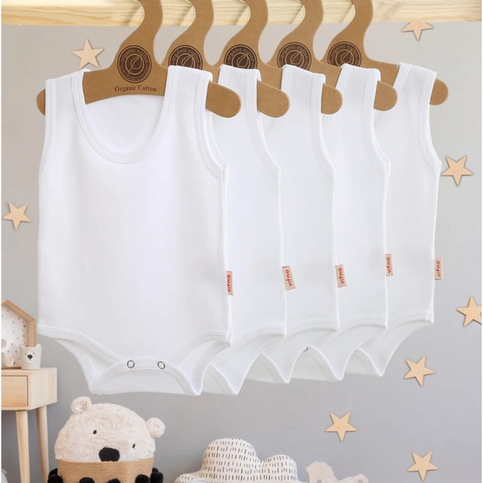 5li Bebek Askılı Çıtçıtlı Body %100 Pamuk 3/6 Ay
