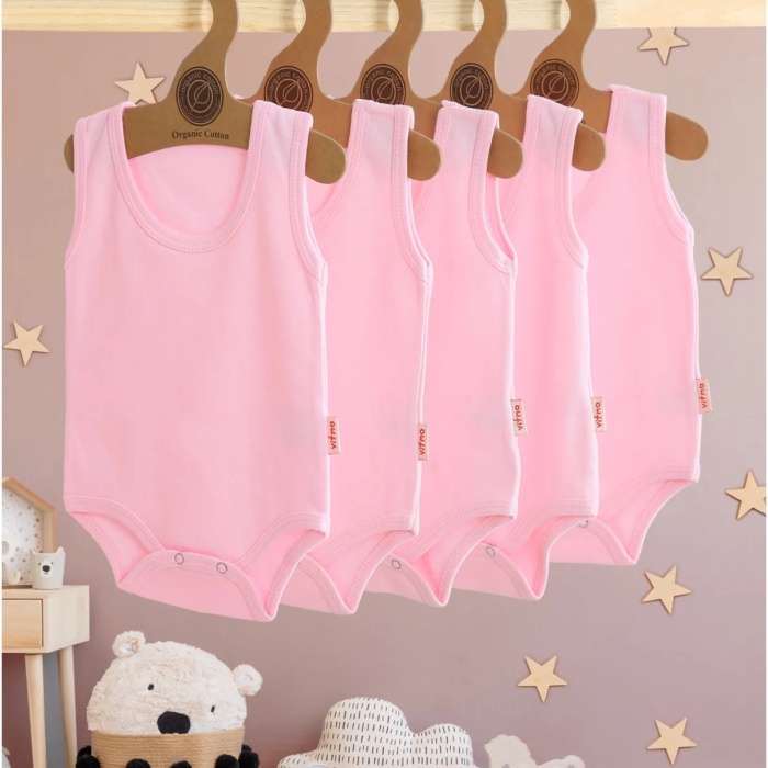 5li Kız Bebek Askılı Çıtçıtlı Body %100 Pamuk 3/6 Ay