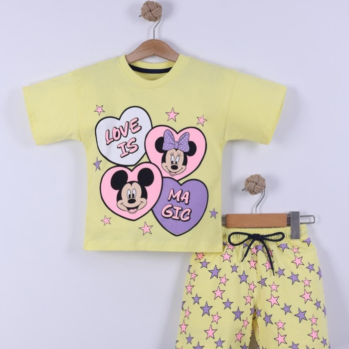 Yıldız Baskılı Kız Çocuk T-Shirt Şort Takım 3/6 yaş
