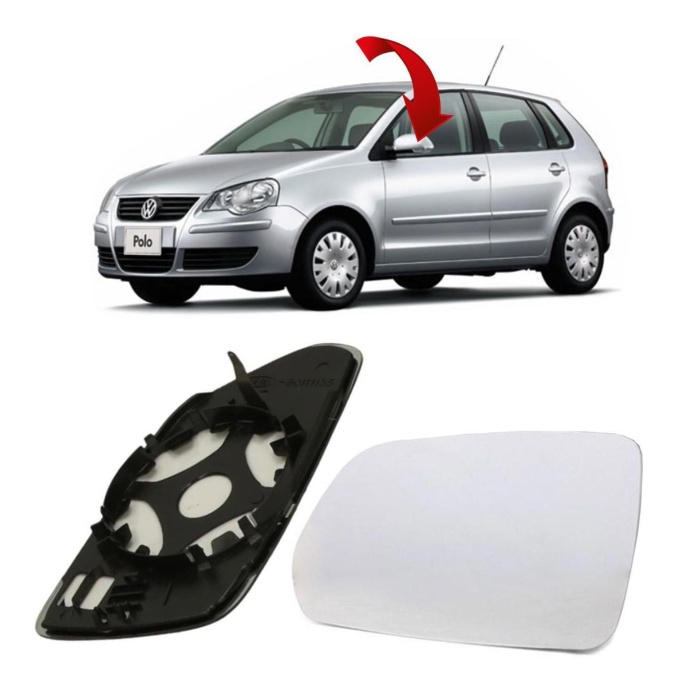 POLO SOL(ŞOFÖR) DİKİZ AYNA CAMI ISITMALI 2005-2006-2007-2008-2009 6Q0857521E