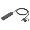 Digitus 4-Port USB 3.0 Hub, İnce Tip, USB-C Adaptörlü, 5Gbps, 1,2 metre kablo dahil&lt;br&gt;Digitus 4-Port USB 3.0 Hub, Slimline with USB-C Adapter, 5Gbps, 1,2m cable