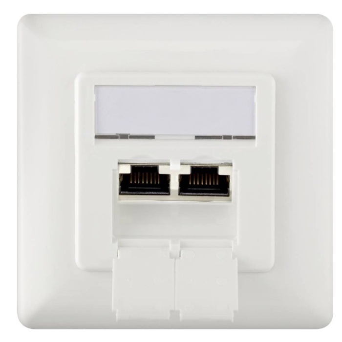 CAT 6 Wall Outlet, Shielded, 2X RJ45
