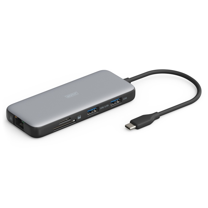 DIGITUS USB-C docking station, 8-port (USB-C Docking Station, 8-Port 2xHDMI,3xUSB3.0,1xRJ45,1xSD,1xMicroSD,1xUSB-CPD)
