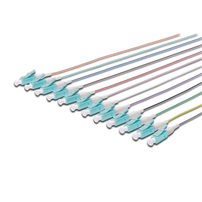 LC/UPC Fiber PigTail, 50/125 µ, multimode, 0.9mm simplex, 2 metre, Class OM3, LSZH, birim fiyatıdır