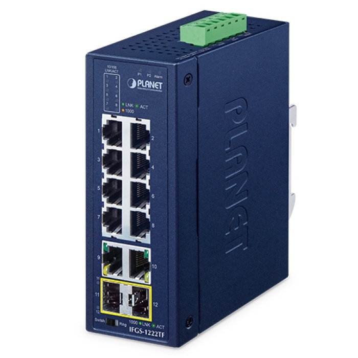 Industrial 8-Port 10/100TX + 2-Port 10/100/1000T + 2-Port 1000X SFP Ring Ethernet Switch