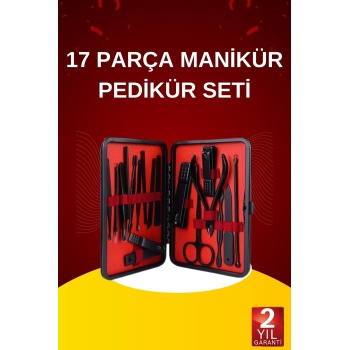17 Parça El Ayak Bakım Seti Tırnak Temizleme Manikür Pedikür Cımbız Törpü Tırnak Makası