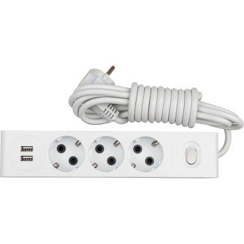 GÜNSAN VISAGE 2 USB ÇIKIŞLI 3LÜ (Ç.K) ANH. TOPRAKLI GRUP PRİZ (3 MT )