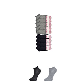 Siyah ve Gri Kadın Bilek Çorap 9 çift