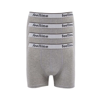4 adet Feelline Gri Pamuklu Doğal Likralı Erkek Boxer