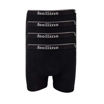 4 adet Feelline Siyah Pamuklu Doğal Likralı Erkek Boxer
