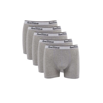 5 adet Feelline Gri Pamuklu Doğal Likralı Erkek Boxer
