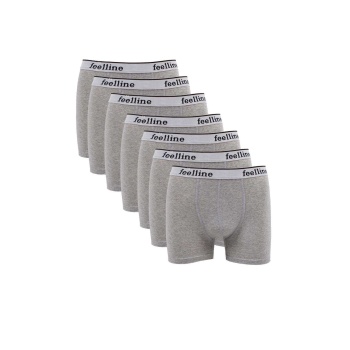 7 adet Feelline Gri Pamuklu Doğal Likralı Erkek Boxer
