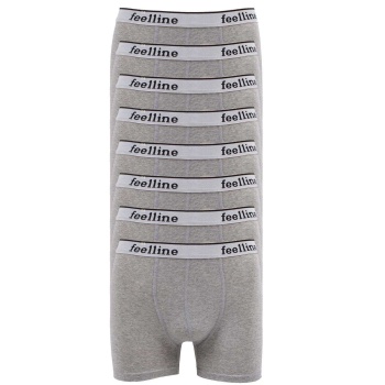8 adet Feelline Gri Pamuklu Doğal Likralı Erkek Boxer