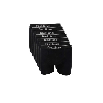 7 adet Feelline Siyah Pamuklu Doğal Likralı Erkek Boxer